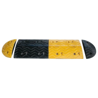 Safety Hump 1000 × 350 × 50 mm | Modular Rubber Speed Hump with Reflectors & End Caps | Bolt‑Down Traffic Calming Ramp
